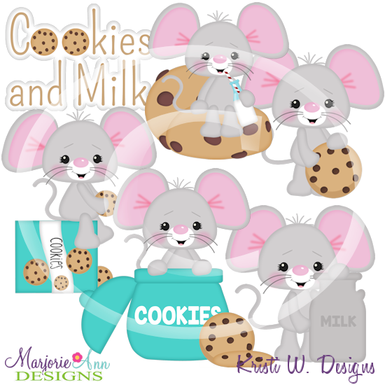 Cookies & Milk Mice 2 SVG Cutting Files Includes Clipart - Click Image to Close